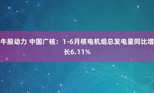 牛股动力 中国广核：1-6月核电机组总发电量同比增长6.11%