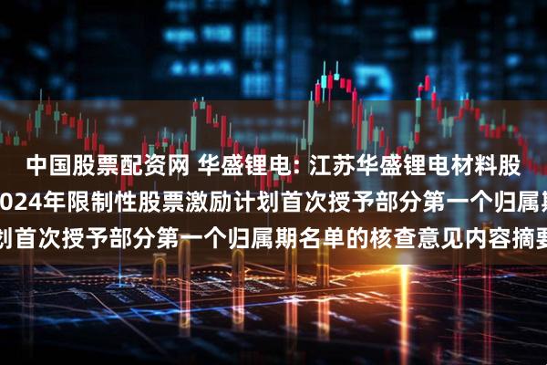 中国股票配资网 华盛锂电: 江苏华盛锂电材料股份有限公司监事会关于2024年限制性股票激励计划首次授予部分第一个归属期名单的核查意见内容摘要