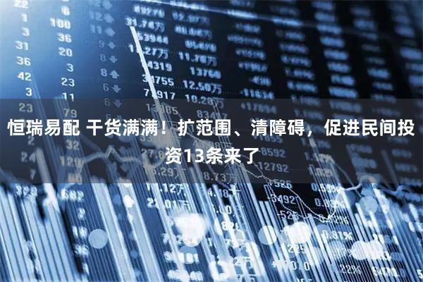 恒瑞易配 干货满满!扩范围、清障碍,促进民间投资13条来了